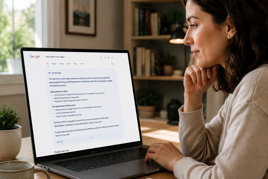 AI-generated answer box replacing traditional website links in a search results page